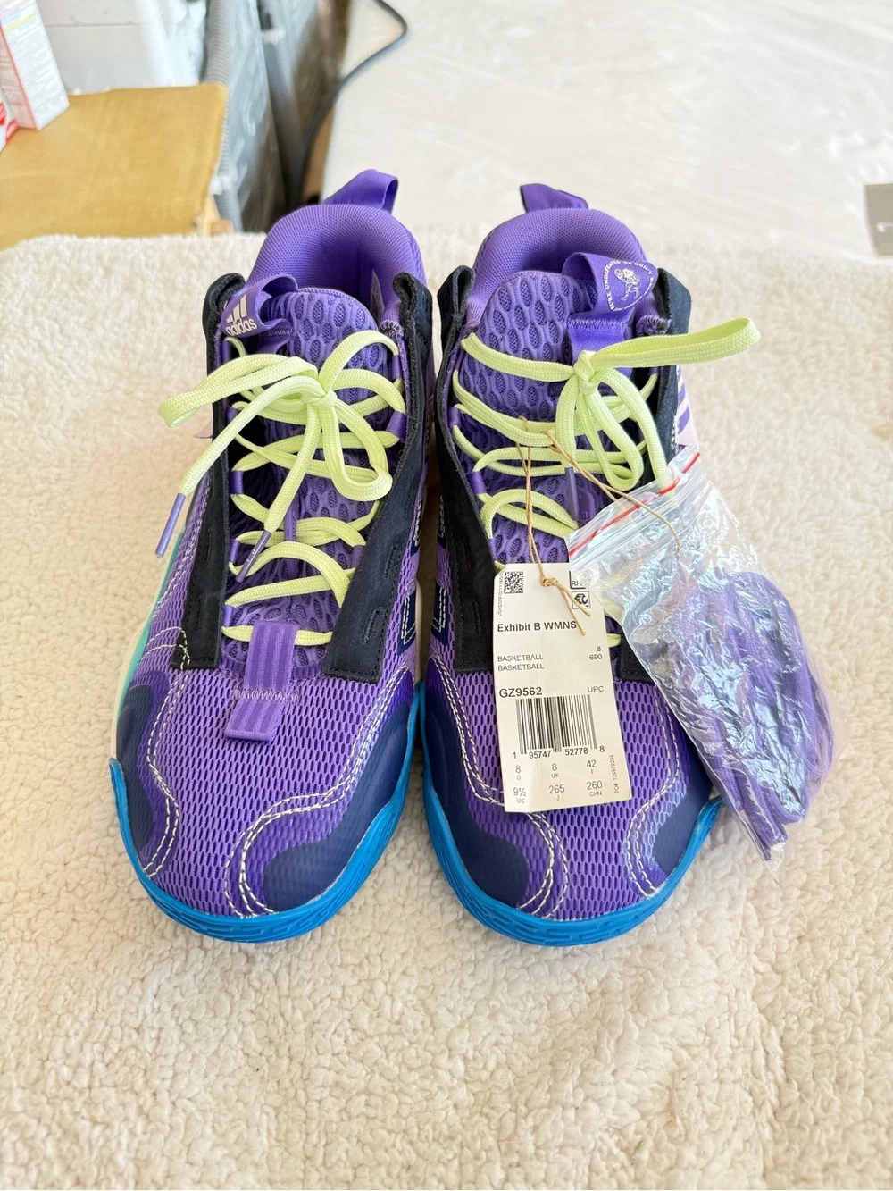 “NWT” “SIZE 9.5” WOMENS ADIDAS EXIBIT B’ ACTIVE PURPLE MINT RUSH BASKETBALL
